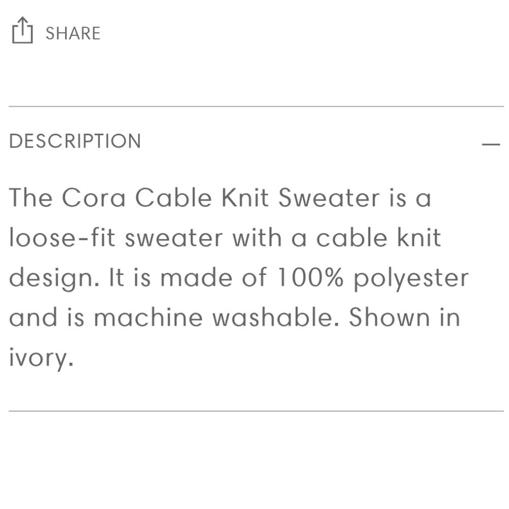 Papermoon NNT Cora Cropped Cable Thick Loose Knit Ivory Crewneck Sweater S - Picture 14 of 15